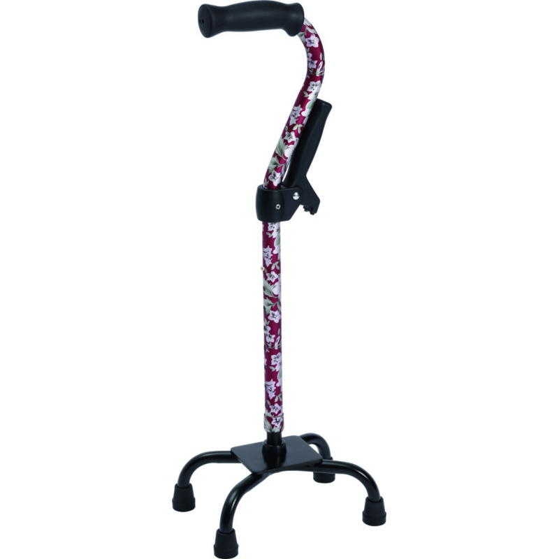 四点杖補助グリップ付 花柄赤 4199 非WB3801