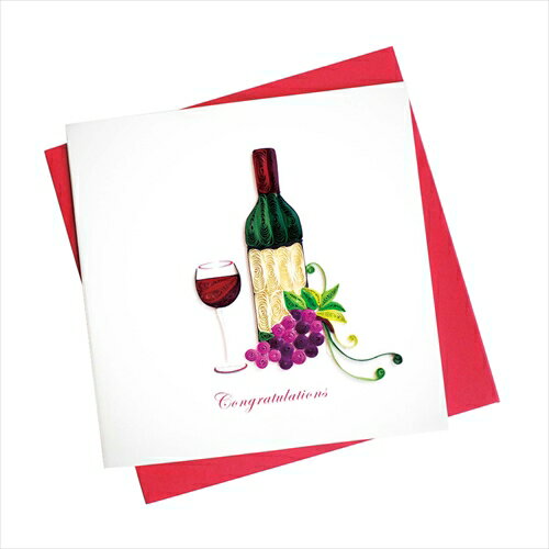 Quilling Card グリーティングカード [Wine Glass and Bottle] CG809 1組