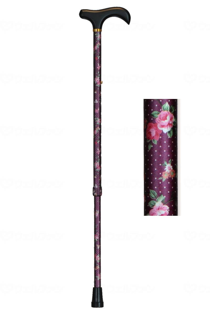 サイズ・重量 重量270g コメント 落ち着いた上品な花柄です。 木製グリップで握りやすい。 材質・原材料 材質 ○握り：木製 ○支柱：アルミ 規格 1本 規格詳細 ○サイズ：長さ72〜95cm（2.5cmピッチ 10段階） ○グリップ長さ：12cm ○パイプ径：（手元）19mm、（杖先）16mmサイズ・重量 重量270g コメント 落ち着いた上品な花柄です。 木製グリップで握りやすい。 材質・原材料 材質 ○握り：木製 ○支柱：アルミ 規格 1本 規格詳細 ○サイズ：長さ72〜95cm（2.5cmピッチ 10段階） ○グリップ長さ：12cm ○パイプ径：（手元）19mm、（杖先）16mm