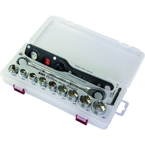 Rakuten - 【期間限定!対象商品P2〜20倍】 アネックス　オフセットアダプター　ラチェットレンチ　ソケットセット　1S (AOA19S3)