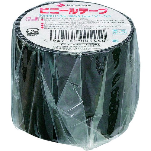 特長:●電気絶縁用ポリ塩化ビニル粘着テープ●柔軟で水・湿気に強い、軟質塩ビを基材としたテープ●脱鉛タイプ 仕様:●色：黒●幅(mm)：50●長さ(m)：10●厚さ(mm)：0.20 仕様2:●基材：ポリ塩化ビニル●粘着剤：ゴム系●サイズ：50mmX10m 注意:●電気絶縁用の場合は600V以下でご使用下さい。電源を切って作業して下さい特長:●電気絶縁用ポリ塩化ビニル粘着テープ●柔軟で水・湿気に強い、軟質塩ビを基材としたテープ●脱鉛タイプ 仕様:●色：黒●幅(mm)：50●長さ(m)：10●厚さ(mm)：0.20 仕様2:●基材：ポリ塩化ビニル●粘着剤：ゴム系●サイズ：50mmX10m 注意:●電気絶縁用の場合は600V以下でご使用下さい。電源を切って作業して下さい