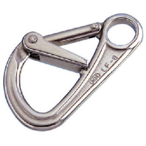 特長:●2回の動作でなければ開かないフックです。 用途:●連結金具として使用します。 仕様:●d(mm)：16●D(mm)：9.5●L(mm)：91●D2(mm)：5●S(mm)：18●W(mm)：52●使用荷重(kN)：1.18●R(mm...