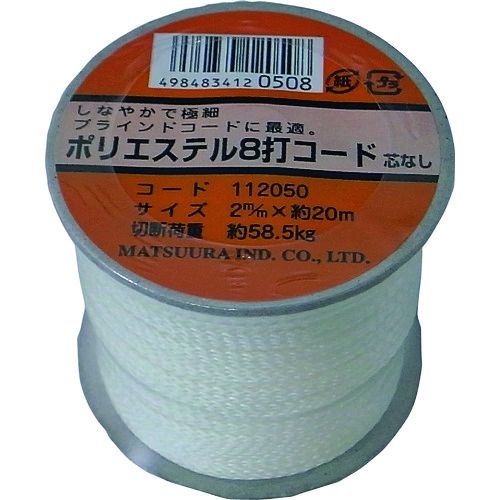 �ޤĤ��顡�ݥꥨ���ƥ�8�ǥ����ɡʿĤʤ��ˡ�2mm��20m���򡡥ܥӥ󴬡�1�� (PET8CORD220WH)