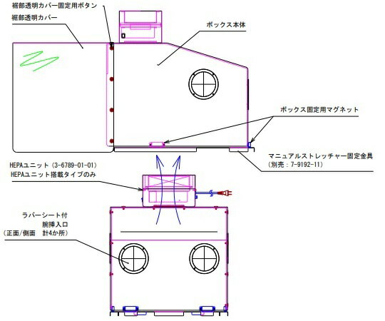 エアロゾルボックス(マニュアルストレッチャー対応) マニュアルストレッチャー固定金具 1個