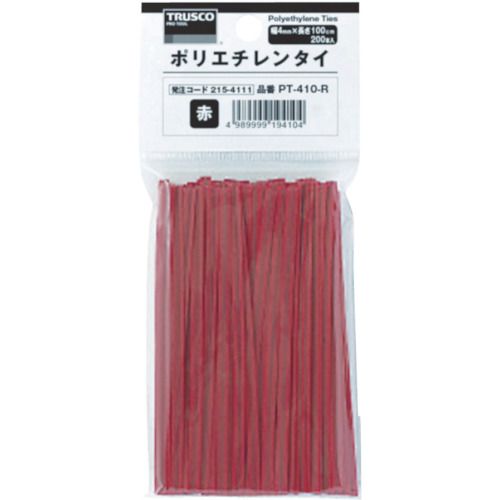 【全商品 ポイント10倍中】 TRUSCO　ポリエチレンタイ　幅4mm×長さ100mm　赤　（20...