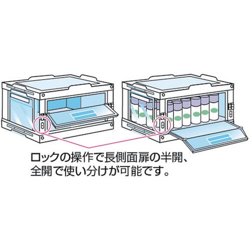【期間限定!対象商品P2〜20倍】 TRUSCO　α折りたたみコンテナ　50L　扉付　透明　1...