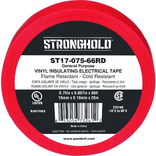 ストロングホールド StrongHoldビニールテープ 一般用途用 赤 幅19．1mm 長さ20m ST17-075-66RD 1袋 (ST1707566RD)