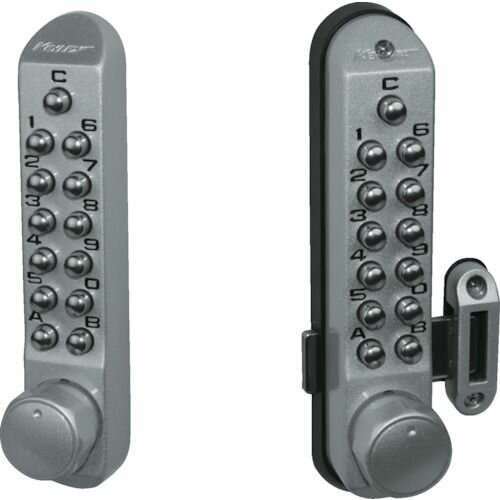 特長:●雨に強く電気を使いません。●記憶番号で解錠するメカニカル機構のキーレス錠です。 用途:●開き戸用。 仕様:●デットボルト(mm)：30●幅(mm)：45●表面仕上：MU(メタリックアンバー)●高さ(mm)：222.5●本体出幅(mm...