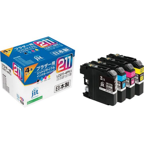 【SS限定 38万商品以上10%OFF】 jit　ブラザー　LC211−4PK対応　ジットリサイクルインク　JIT−B2114P　4色入り　1箱 (JITB2114P)
