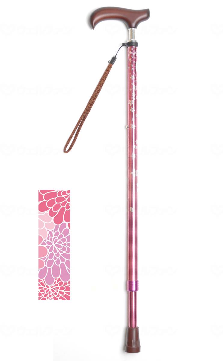 ウェルファン夢ライフステッキ スリムネック伸縮スリムタイプ（柄） ブーケダリア