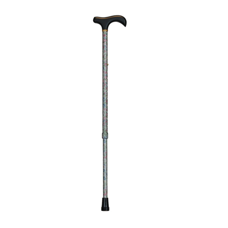 DX花柄ステッキ伸縮式 白