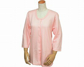 キルト八分袖前開きシャツ（ワンタッチテープ式） 婦人用 / W461 ピーチ LL 1枚