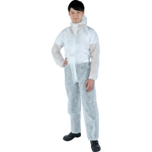 【期間限定 対象商品P2〜20倍】 TRUSCO 【売切廃番】 ECO不織布使い捨て保護服 つなぎフード付きタイプ Lサイズ 目付35g コーティングなし 1着 (TRV2ECO35L)
