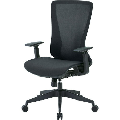 TRUSCO ハイバックメッシュチェア 肘付 ブラック 1脚 (TMCCBK)