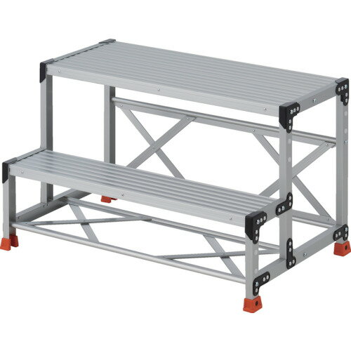 TRUSCO　作業用踏台　2段　　ステップ奥行200　高さ0．60m　天板1000X400　1台 (TSF2106)