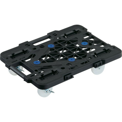 TRUSCO 樹脂製平台車 連結式ルートバン メッシュタイプ 515X385 ナイロン車輪 4輪自在 ストッパー付 黒 1台 (MPK500NJSBK)