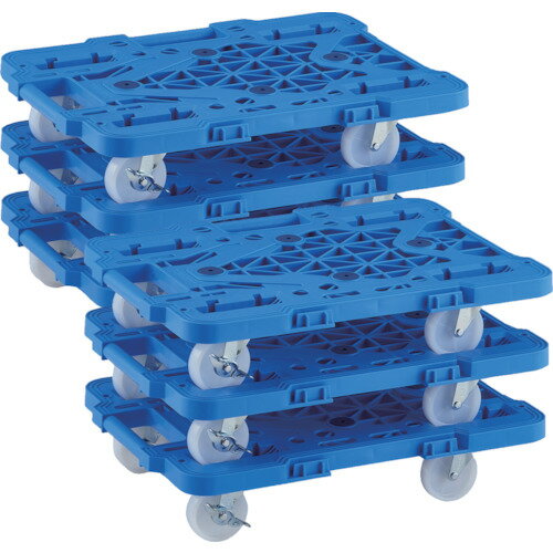 TRUSCO まとめ買い 樹脂製平台車 連結式ルートバン MPK-500NJS-B 6台セット 1S (MPK500NJSBM6)