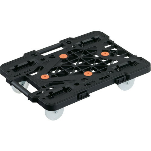 TRUSCO 樹脂製平台車 連結式ルートバン メッシュタイプ 515X385 ナイロン車輪 黒 1台 (MPK500NBK)