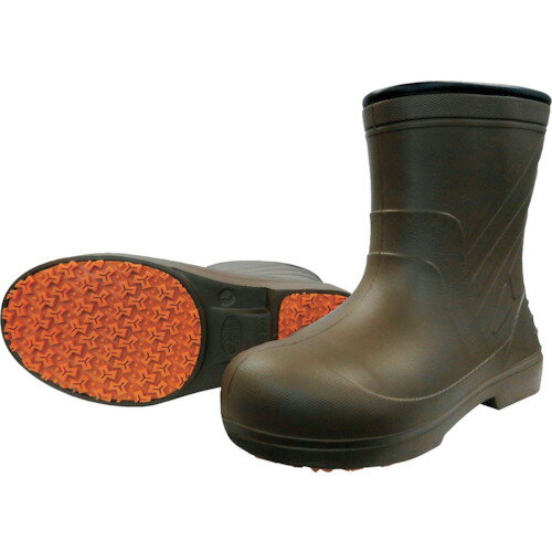 喜多　柔らかいEVAラバー安全ショートブーツ　KR7050　ブラウン　XL（27．5〜28．0）　1足 (KR7050BRXL)