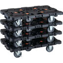 TRUSCO まとめ買い 連結式樹脂製平台車 ビートル 700X450 自在3輪 内2輪ストッパー付 4台セット 1S (BT700J3S2E100M4)