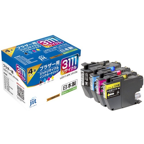 【SS限定 38万商品以上10%OFF】 jit　ブラザー　LC3111−4PK対応　ジットリサイクルインク　JIT−B31114P　4色入り　1箱 (JITB31114P)