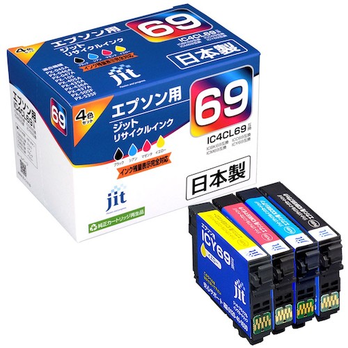 【SS限定 38万商品以上10%OFF】 jit　エプソン　IC4CL69対応　ジットリサイクルインク　JIT−E694P　4色入り　1箱 (JITE694P)