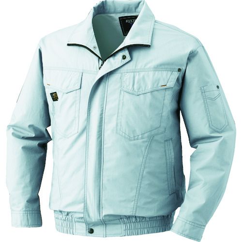 空調服 綿薄手タチエリ ワンタッチファングレー 電池ボックスセット シルバー 5L 1着