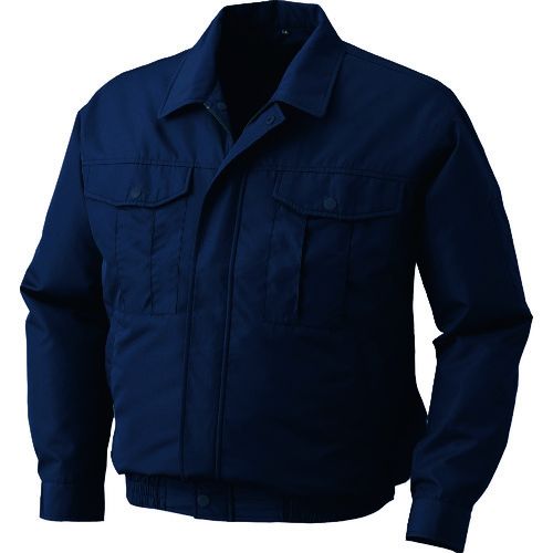 空調服 ポリエステル製ワーク ワンタッチファングレー 電池ボックスセット ネイビー 3L 1着