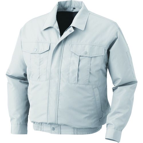 空調服 ポリエステル製ワーク ワンタッチファンブラック 電池ボックスセット シルバー LL 1着