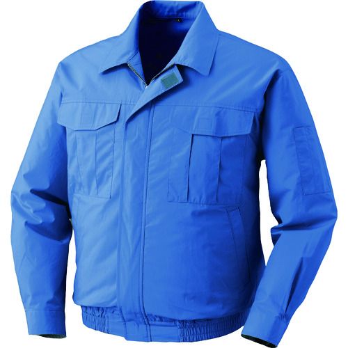 空調服 綿薄手ワーク空調服 ワンタッチファングレー 電池ボックスセット ライトブルー 4L 1着(4.0)