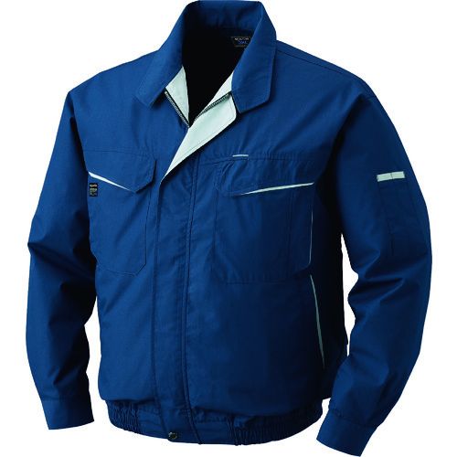 空調服 綿・ポリ混紡ワーク ワンタッチファングレー 電池ボックスセット ネイビー4L 1着