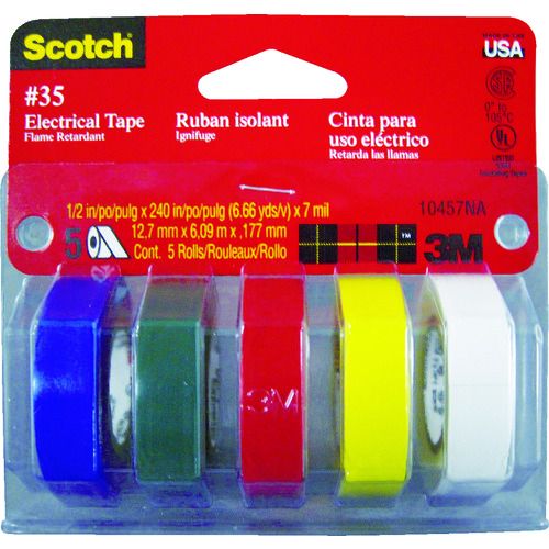 3M ビニールテープ No．35 マルチカラーパック （1Pk（袋）＝5巻入） 1Pk (35MC)