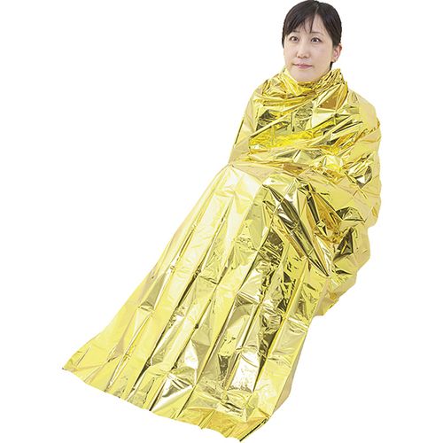 緑十字 防災用品 4層!防寒・防風金銀アルミシート 2130×1370mm アルミ蒸着ポリエステル 1枚 (380395)