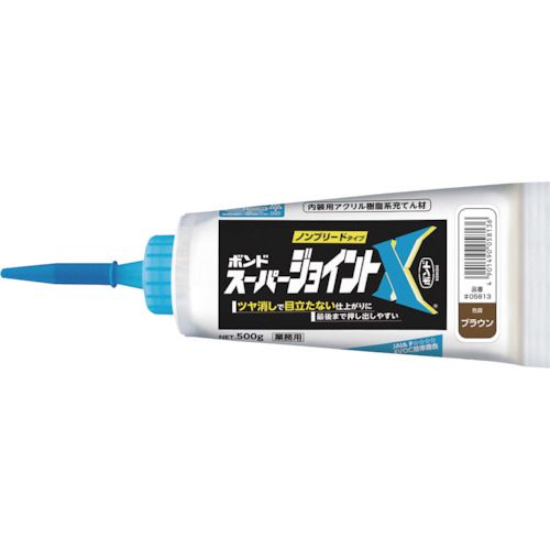 特長:●つや消しタイプです。●フィルム容器で押し出し性良好です。●防カビ剤入りです。●ノンブリードタイプです。●日本接着剤工業会 JAIA　F☆☆☆☆ 4VOC基準適合品です。 用途:●壁紙のはがれ防止に。●天井・壁面のコーナー部分のコーキングに。●下地のスキマ、凹凸補修に。 仕様:●色：ブラウン●容量(g)：500●容量(kg)：0.5 仕様2:●つや消しタイプ●使用温度範囲：2℃〜40℃ 材質／仕上:●アクリル樹脂系エマルジョン形特長:●つや消しタイプです。●フィルム容器で押し出し性良好です。●防カビ剤入りです。●ノンブリードタイプです。●日本接着剤工業会 JAIA　F☆☆☆☆ 4VOC基準適合品です。 用途:●壁紙のはがれ防止に。●天井・壁面のコーナー部分のコーキングに。●下地のスキマ、凹凸補修に。 仕様:●色：ブラウン●容量(g)：500●容量(kg)：0.5 仕様2:●つや消しタイプ●使用温度範囲：2℃〜40℃ 材質／仕上:●アクリル樹脂系エマルジョン形