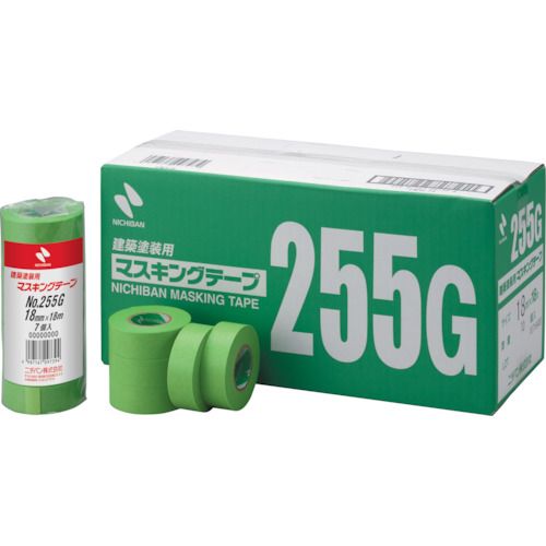 ニチバン　　建築塗装用マスキングテープ　255G−18　18mmX18m　（7巻入り／PK）　1Pk (255GH18)