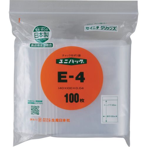 セイニチ 「ユニパック」 E−4 140×100×0.04 100枚入 1袋 (E4100) セイニチ 「ユニパック」 E−4 140×100×0.04 100枚入 1袋 (E4100)