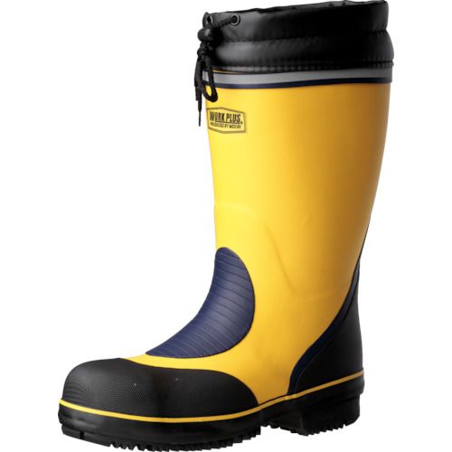 特長:●雪がつまりにくく、屈曲性に優れ、濡れた床でも滑りにくい構造です。●圧雪でも歩きやすい寒冷地に最適な靴底です。●親指をまっすぐに伸ばして、快適に着用できるワイド樹脂先芯を使用しています。●鋼製先芯と比べ、つま先が冷えにくく、サビず、更に軽量です。●夜間や降雪時の視認性を高めるリフレクター付です。 用途:●建設業。●製造業。●運輸業。●点検・整備。●物流。 仕様:●寸法(cm)：26.5●色：イエロー●標準高さ(mm)：360(フード含む)●標準筒周(mm)：430(ゴム部) 材質／仕上:●先芯:ワイド樹脂●甲被:合成ゴム●内装材:防寒ウレタン●中敷:EVAカップインソール●靴底:合成ゴム 注意:●冬季限定商品です。●標準高さ、標準筒周、標準質量は26.0cmを基準にしています。特長:●雪がつまりにくく、屈曲性に優れ、濡れた床でも滑りにくい構造です。●圧雪でも歩きやすい寒冷地に最適な靴底です。●親指をまっすぐに伸ばして、快適に着用できるワイド樹脂先芯を使用しています。●鋼製先芯と比べ、つま先が冷えにくく、サビず、更に軽量です。●夜間や降雪時の視認性を高めるリフレクター付です。 用途:●建設業。●製造業。●運輸業。●点検・整備。●物流。 仕様:●寸法(cm)：26.5●色：イエロー●標準高さ(mm)：360(フード含む)●標準筒周(mm)：430(ゴム部) 材質／仕上:●先芯:ワイド樹脂●甲被:合成ゴム●内装材:防寒ウレタン●中敷:EVAカップインソール●靴底:合成ゴム 注意:●冬季限定商品です。●標準高さ、標準筒周、標準質量は26.0cmを基準にしています。