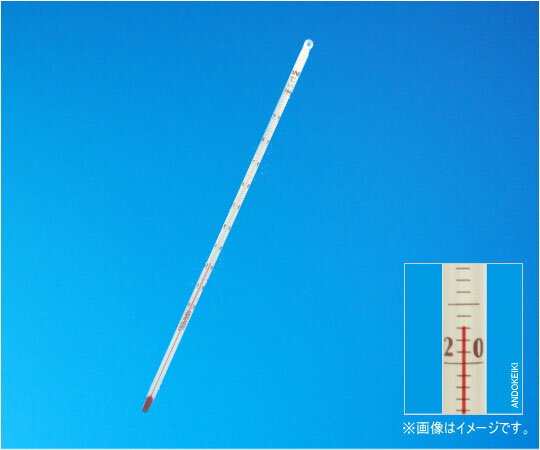 赤液棒状温度計　-20〜100℃（1℃）　全没　1-23-2 1本