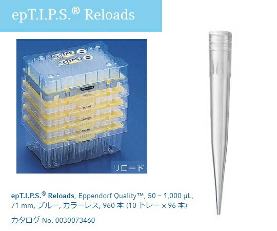 ピペットチップ（epTIPS）　リロード　50〜1000μL　96本×10トレー入　0030073479 1箱(96本×10トレー入)