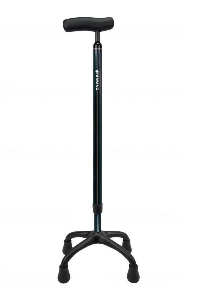 シナノSOFT-G　カーボン4点杖 ダークブルー