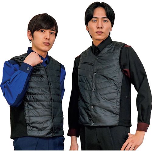 【SS限定 38万商品以上10%OFF】 岡潮　黒色発熱ベスト＋モバイルバッテリー10，000mAhセット　L　1個 (OK40206L)