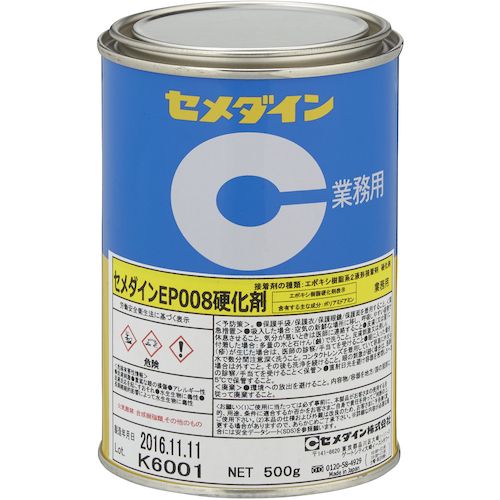 特長:●可とう性があるため、はく離接着性に優れます。●耐熱性、耐熱老化性良好です。●たれ止めタイプです。●日本接着剤工業会 JAIA F☆☆☆☆規格品、 JAIA 4VOC基準適合品です。 用途:●電機、電子部品の接着とシールに。●建築用複合部材の接着に。●精密機器、工芸品などの組立に。 仕様:●色(主剤/硬化剤)：白色半透明/淡褐色半透明●容量(g)：500●可使時間(23℃)：60分●硬化時間(23℃)：12時間●色：淡褐色半透明●硬化時間(分)：360●粘度：粘度(mPa・s)：Pa・s/23℃ 92 仕様2:●高粘度タイプ●2液混合型●缶タイプ 材質／仕上:●主成分:変成ポリアミド 注意:●この商品は、一般消費者様向けの製品ではないため、表示や取扱説明書などが一般消費者様向けに表記・同梱されておりません。特長:●可とう性があるため、はく離接着性に優れます。●耐熱性、耐熱老化性良好です。●たれ止めタイプです。●日本接着剤工業会 JAIA F☆☆☆☆規格品、 JAIA 4VOC基準適合品です。 用途:●電機、電子部品の接着とシールに。●建築用複合部材の接着に。●精密機器、工芸品などの組立に。 仕様:●色(主剤/硬化剤)：白色半透明/淡褐色半透明●容量(g)：500●可使時間(23℃)：60分●硬化時間(23℃)：12時間●色：淡褐色半透明●硬化時間(分)：360●粘度：粘度(mPa・s)：Pa・s/23℃ 92 仕様2:●高粘度タイプ●2液混合型●缶タイプ 材質／仕上:●主成分:変成ポリアミド 注意:●この商品は、一般消費者様向けの製品ではないため、表示や取扱説明書などが一般消費者様向けに表記・同梱されておりません。