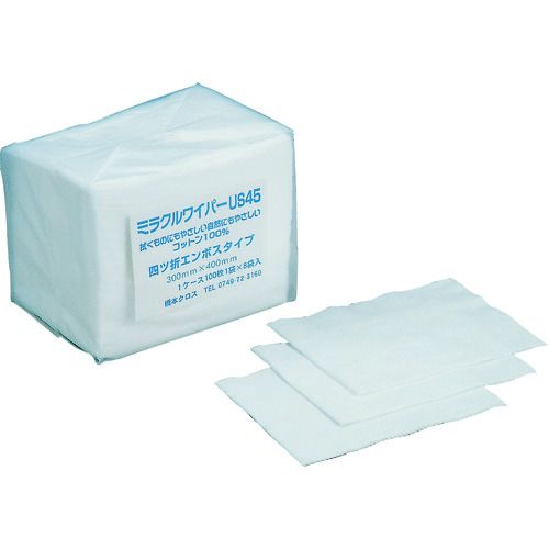 Cleaning Goods - 【期間限定!対象商品P2〜20倍】 橋本　ミラクルワイパー　4ツ折　中薄手　300×400mm　100枚×8袋入）　1箱 (US45)