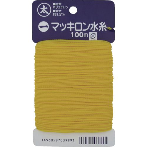 特長:●安価なポリエチレン製水糸です。 用途:●土木、建築、一般測量用 仕様:●色：黄●糸長さ(m)：100●線径(mm)：約1.2●カードサイズ(mm)：90×160●長さ(m)：100 仕様2:●カード巻 材質／仕上:●糸：ポリエチレン 注意:●幼児の手の届かないところで使用、保管してください。●糸を手や歯で切るとけがをする恐れがあります。●糸を火で切らないでください。特長:●安価なポリエチレン製水糸です。 用途:●土木、建築、一般測量用 仕様:●色：黄●糸長さ(m)：100●線径(mm)：約1.2●カードサイズ(mm)：90×160●長さ(m)：100 仕様2:●カード巻 材質／仕上:●糸：ポリエチレン 注意:●幼児の手の届かないところで使用、保管してください。●糸を手や歯で切るとけがをする恐れがあります。●糸を火で切らないでください。