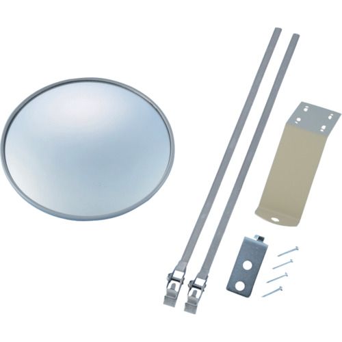 特長:●オーソドックスなタイプのミラーで、壁面や天井に加えポールにも設置が可能です。●角度調整が自在で非常に軽量です。 用途:●屋内・屋外兼用。●車両の出入り口や通路の安全確認に。 仕様:●径(mm)：210●取付仕様：ビス止めまたは締金具●曲面R(mm)：250●枠色：グレー 仕様2:●鏡面飛散防止加工●取付場所：壁面・天井・ポール(27〜100mmφ) 材質／仕上:●鏡面：ガラス●裏板：ポリプロピレン●取付金具：スチール●締取付金具：ステンレス セット内容／付属品:●壁面・天井取付金具●ポール取付用締金具特長:●オーソドックスなタイプのミラーで、壁面や天井に加えポールにも設置が可能です。●角度調整が自在で非常に軽量です。 用途:●屋内・屋外兼用。●車両の出入り口や通路の安全確認に。 仕様:●径(mm)：210●取付仕様：ビス止めまたは締金具●曲面R(mm)：250●枠色：グレー 仕様2:●鏡面飛散防止加工●取付場所：壁面・天井・ポール(27〜100mmφ) 材質／仕上:●鏡面：ガラス●裏板：ポリプロピレン●取付金具：スチール●締取付金具：ステンレス セット内容／付属品:●壁面・天井取付金具●ポール取付用締金具
