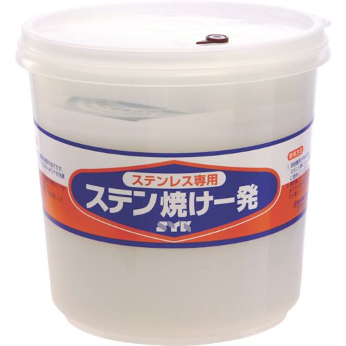 特長:●ステンレスの溶接焼けを除去します。●毒劇物には該当しないので、安全です。●ペースト状なので、垂れにくく作業が容易です。 用途:●ステンレスの溶接焼けの除去に。 仕様:●色：白色●容量(kg)：1.5 仕様2:●ステンレスの溶接焼けに塗布して2分〜10分置いてから、歯ブラシ等で擦りながら、拭き取って下さい。その後、水洗い＆水拭きをして、洗剤が残らないように空拭きをして下さい。 材質／仕上:●酸化膜溶解剤・研磨剤特長:●ステンレスの溶接焼けを除去します。●毒劇物には該当しないので、安全です。●ペースト状なので、垂れにくく作業が容易です。 用途:●ステンレスの溶接焼けの除去に。 仕様:●色：白色●容量(kg)：1.5 仕様2:●ステンレスの溶接焼けに塗布して2分〜10分置いてから、歯ブラシ等で擦りながら、拭き取って下さい。その後、水洗い＆水拭きをして、洗剤が残らないように空拭きをして下さい。 材質／仕上:●酸化膜溶解剤・研磨剤