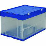 IRIS　557703　ハード折りたたみコンテナフタ一体型　ブルー／クリア　1個 (HDOH50LBLCL)