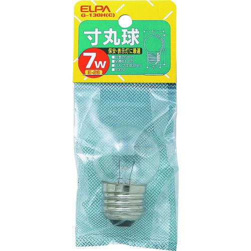 ELPA 寸丸球 E26 7W クリア 1個 (G130HC)