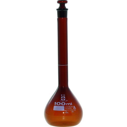 SIBATA　メスフラスコ　スーパーグレード　茶褐色　100mL　1本 (020070100)