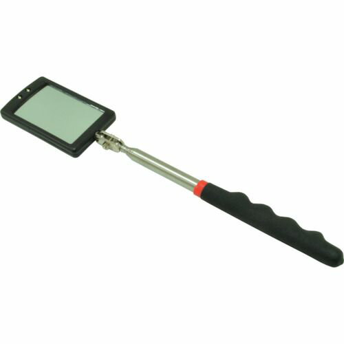 特長:●エンジンルームなど、狭く奥まった見にくい箇所の点検作業に重宝する伸縮式のミラーです。●LEDライトが付いているので、奥まった暗い箇所でも活躍します。●ミラーは関節部のボールジョイントで、無段階の角度調整ができます。●握り心地のよいラ...